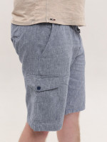 Шорты мужские светло-синие льняные с карманами 8604-4