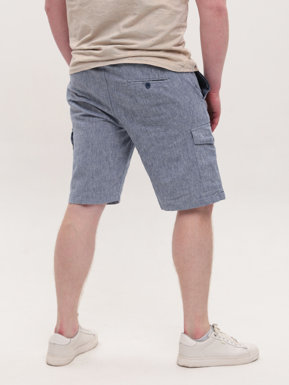 Шорты мужские светло-синие льняные с карманами 8604-4