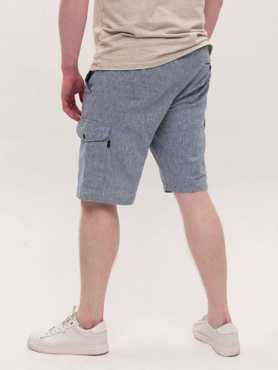 Шорты мужские светло-синие льняные с карманами 8604-4