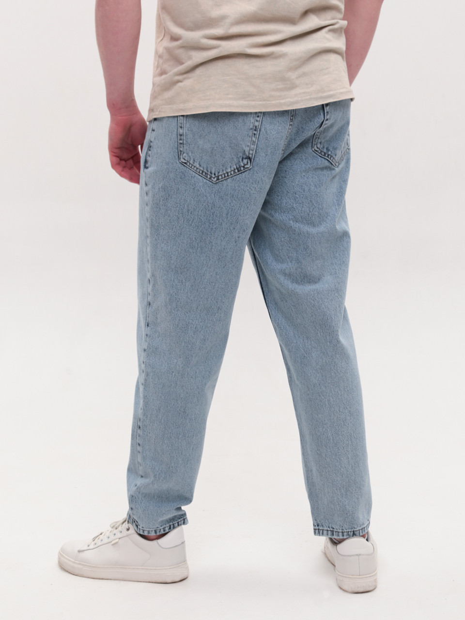 Джинси чоловічі блакитні з варінням МОМ з високою посадкою 2030-551