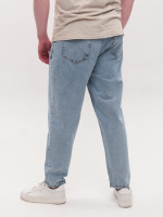 Джинси чоловічі блакитні з варінням МОМ з високою посадкою 2030-551