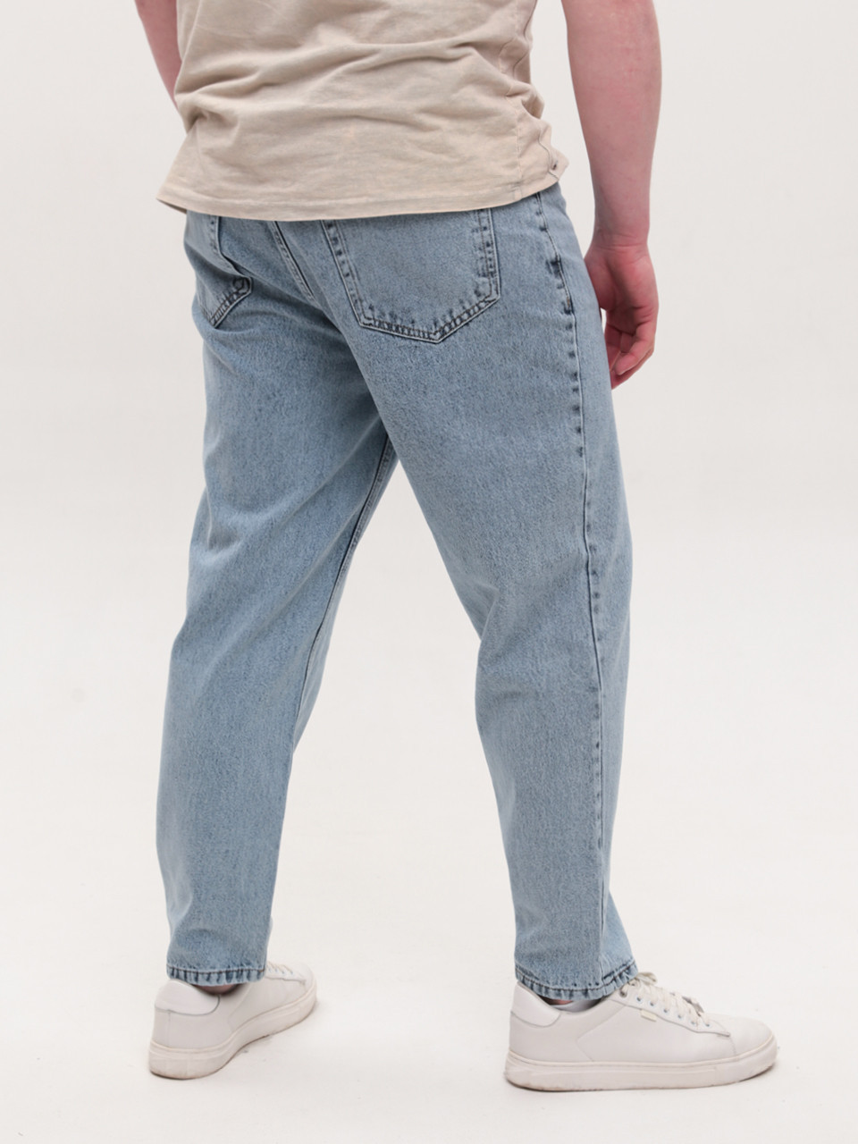 Джинси чоловічі блакитні з варінням МОМ з високою посадкою 2030-551