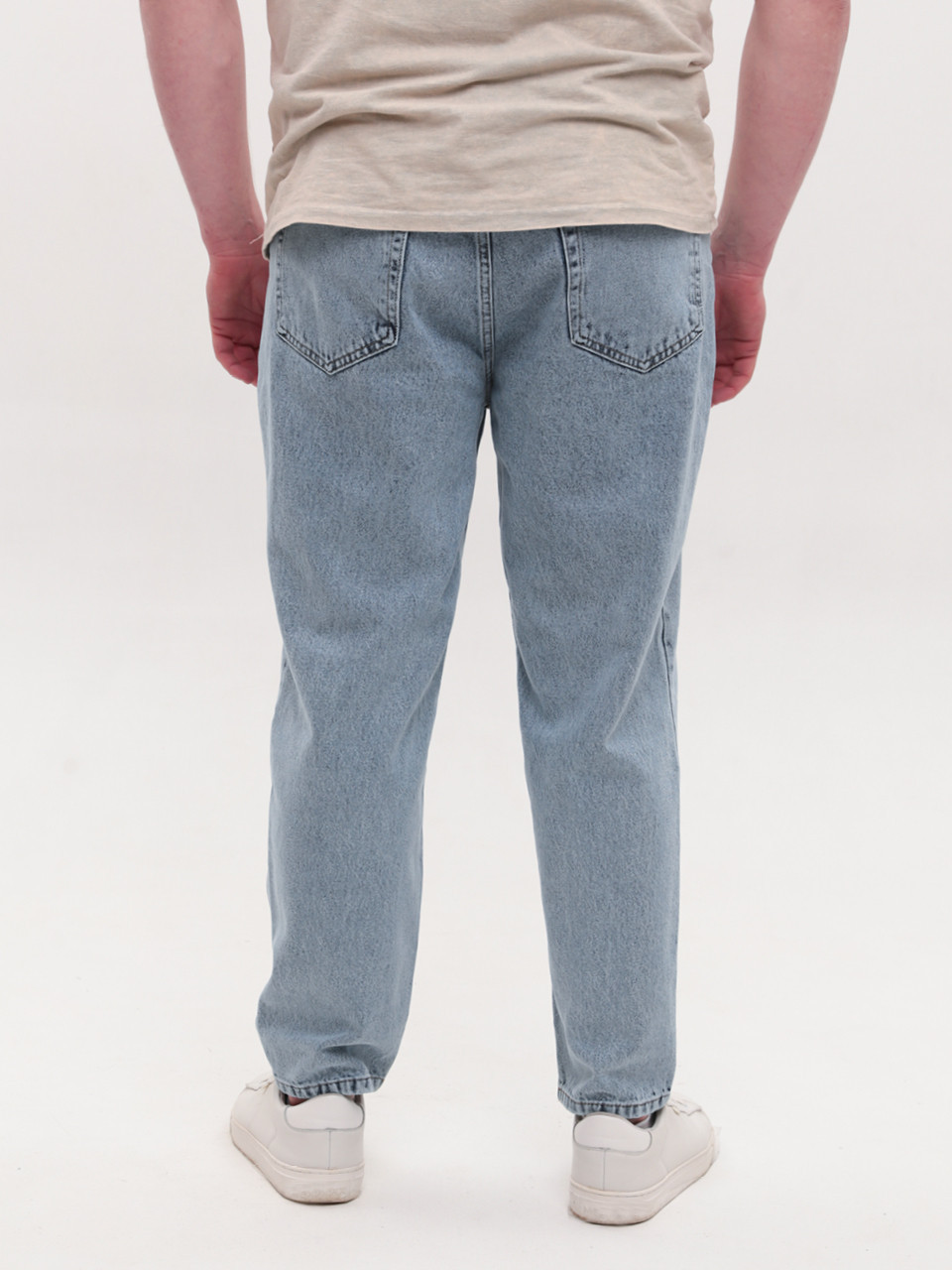 Джинси чоловічі блакитні з варінням МОМ з високою посадкою 2030-551