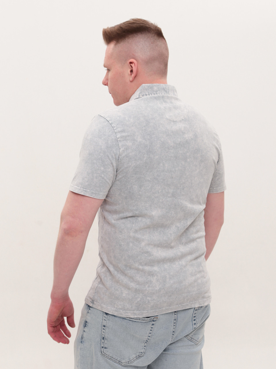 Поло чоловіче світло-сіре з варкою 5014-1