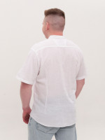 Сорочка чоловіча біла пряма лляна короткий рукав 6529-B-5