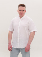 Сорочка чоловіча біла пряма лляна короткий рукав 6529-B-5