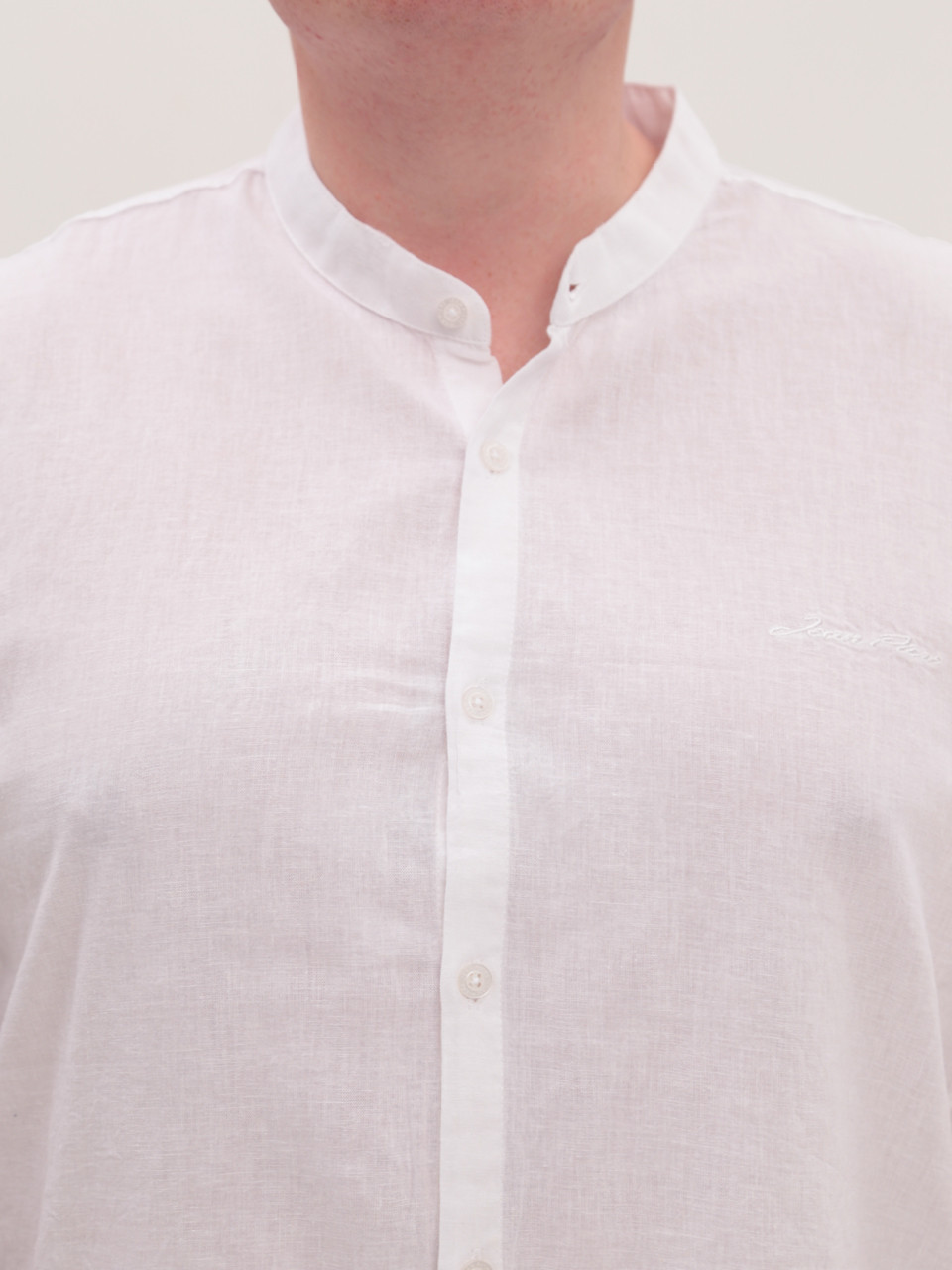 Сорочка чоловіча біла пряма лляна короткий рукав 6529-B-5