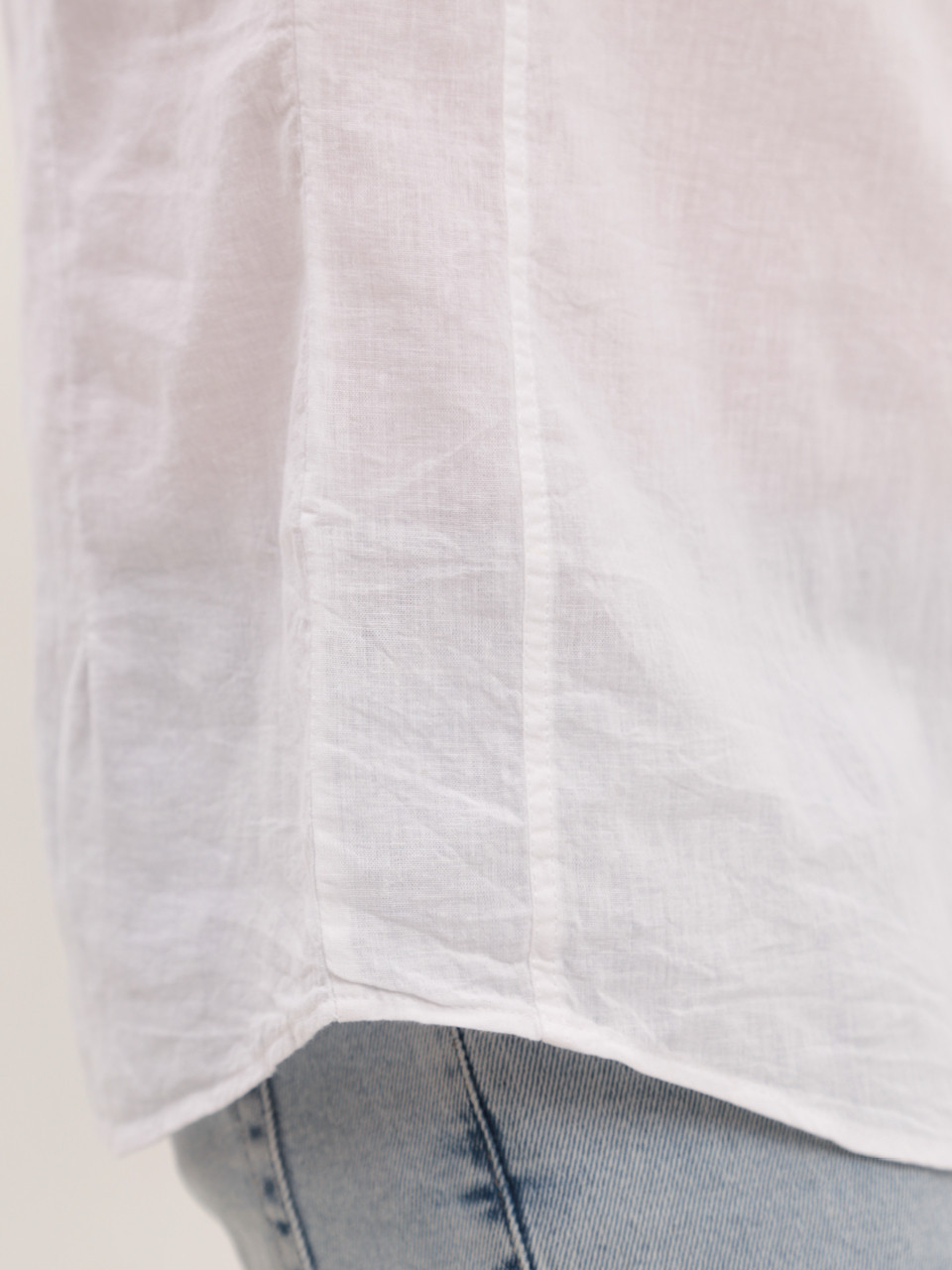 Сорочка чоловіча біла пряма лляна короткий рукав 6529-B-5