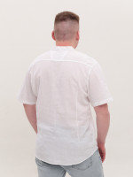 Сорочка чоловіча біла пряма лляна короткий рукав 6529-B-5