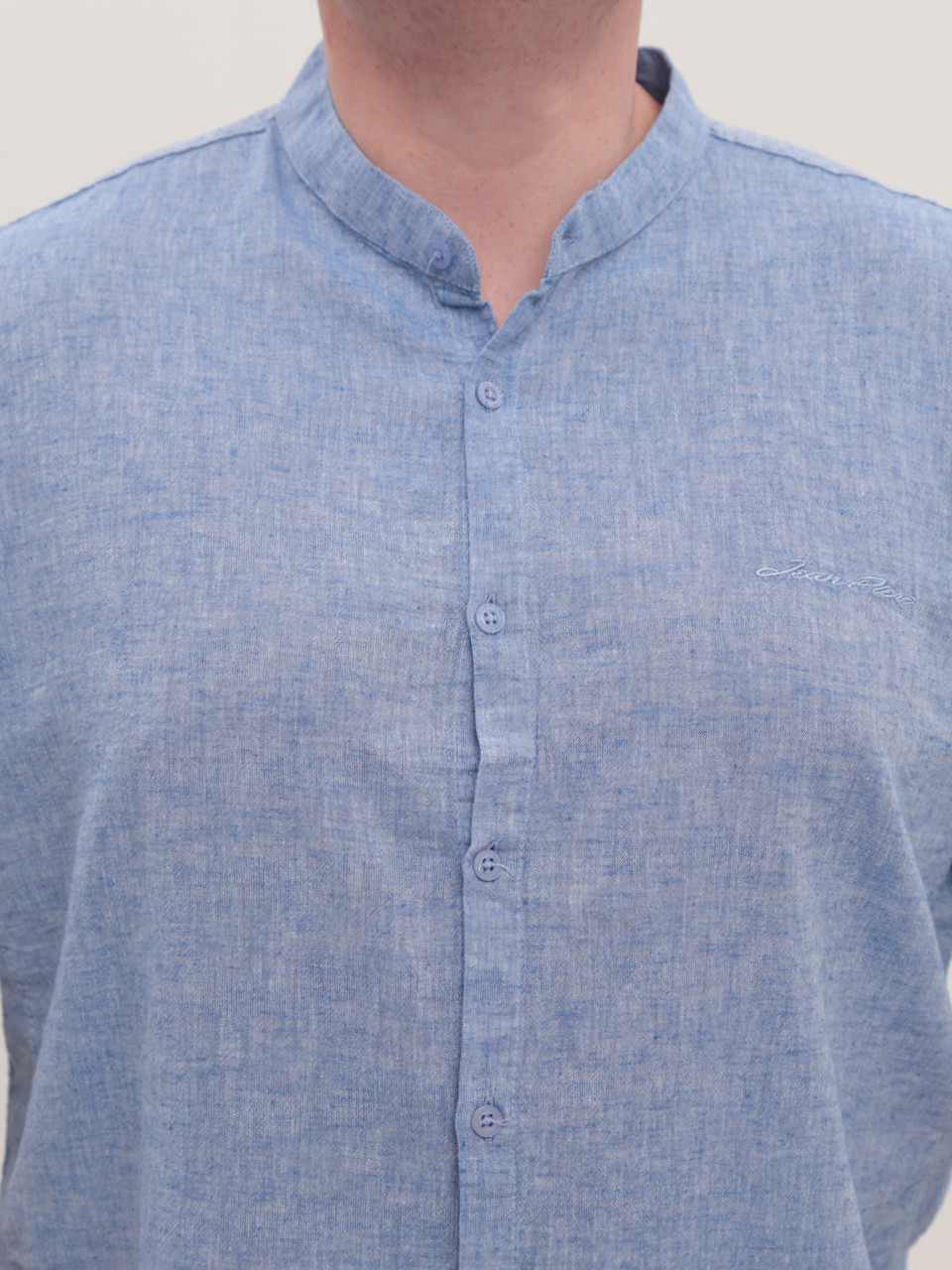 Сорочка чоловіча синя пряма лляна великий розмір 6529-B-3