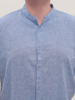Сорочка чоловіча синя пряма лляна великий розмір 6529-B-3