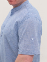 Сорочка чоловіча синя пряма лляна великий розмір 6529-B-3