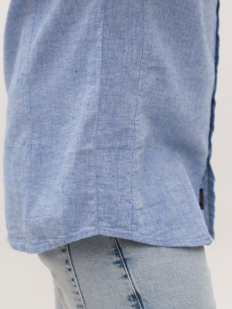 Сорочка чоловіча синя пряма лляна великий розмір 6529-B-3