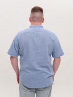 Сорочка чоловіча синя пряма лляна великий розмір 6529-B-3