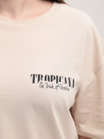 Футболка женская светло-бежевая с принтом W-04-2-Т