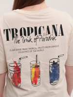 Футболка женская светло-бежевая с принтом W-04-2-Т