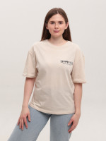 Футболка женская светло-бежевая с принтом W-04-2-Т