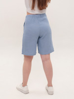 Шорты женские голубые льняные удлиненные на резинке 604-2