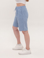 Шорты женские голубые льняные удлиненные на резинке 604-2