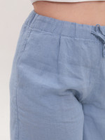 Шорты женские голубые льняные удлиненные на резинке 604-2