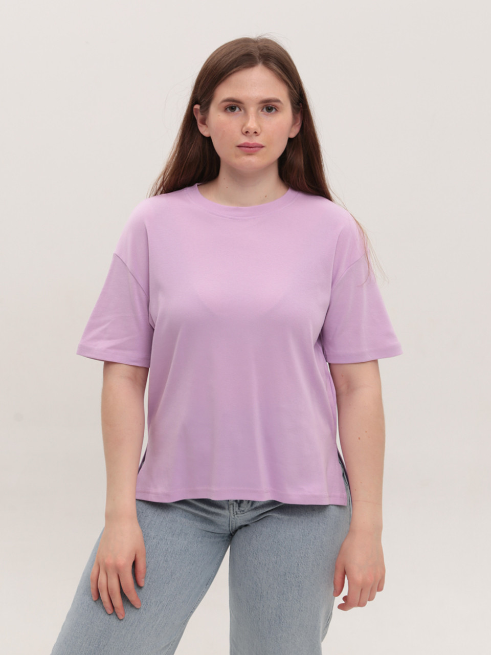 Футболка женская розовая свободная W-29-1