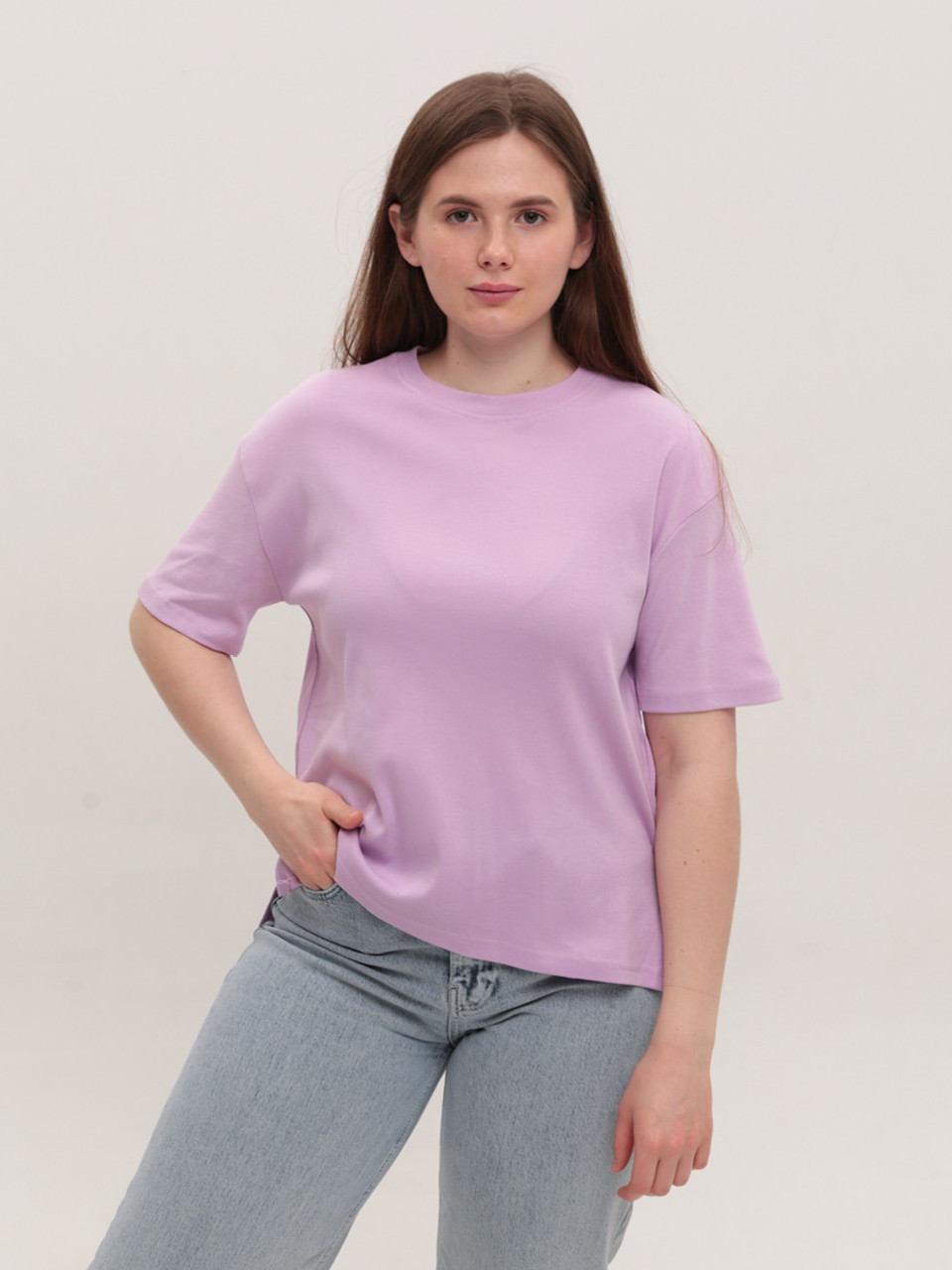 Футболка женская розовая свободная W-29-1