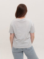 Футболка женская светло-серая прямая укороченная W-30-3