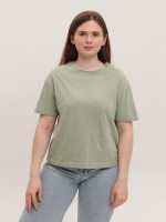 Футболка женская оливковая прямая укороченная W-30-4