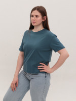 Футболка женская синяя прямая укороченная W-30-5