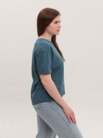 Футболка женская синяя прямая укороченная W-30-5