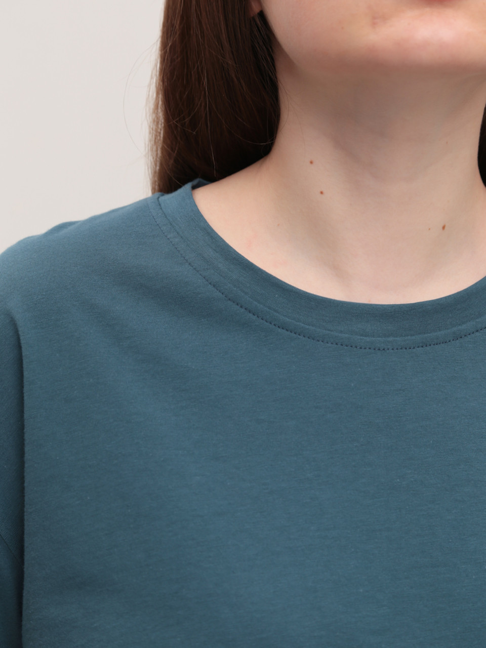 Футболка женская синяя прямая укороченная W-30-5