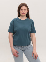 Футболка женская синяя прямая укороченная W-30-5