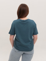 Футболка женская синяя прямая укороченная W-30-5