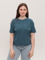 Футболка женская синяя прямая укороченная W-30-5