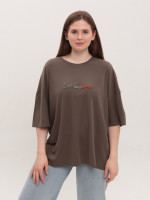 Футболка женская коричневая свободный фасон W-12-B-2-Т