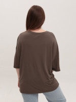Футболка женская коричневая свободный фасон W-12-B-2-Т