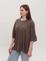 Футболка женская коричневая свободный фасон W-12-B-2-Т
