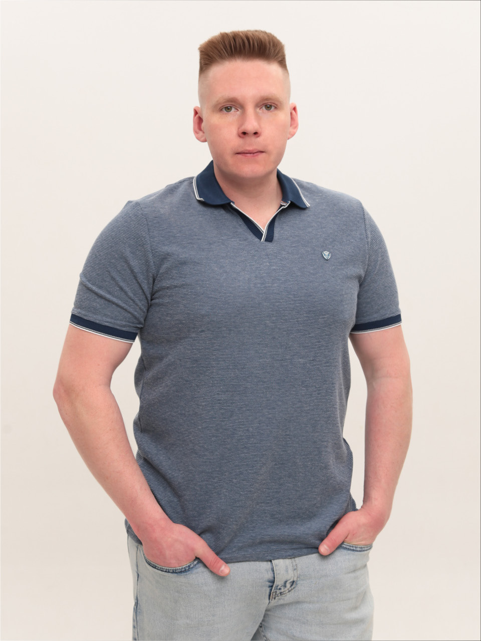 Поло чоловіче синє короткий рукав 9619-1