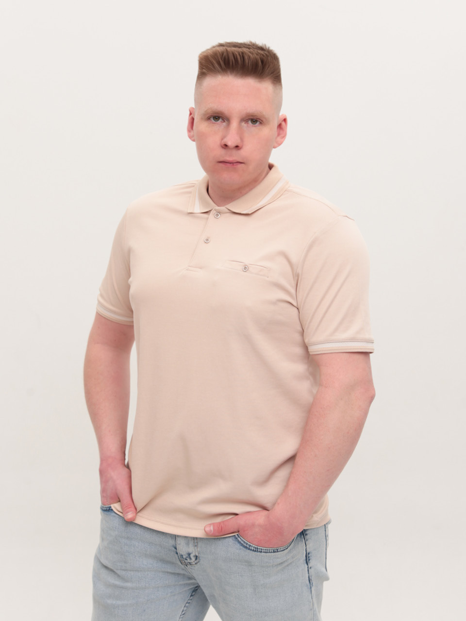 Поло чоловіче світло-бежеве короткий рукав 9618-4