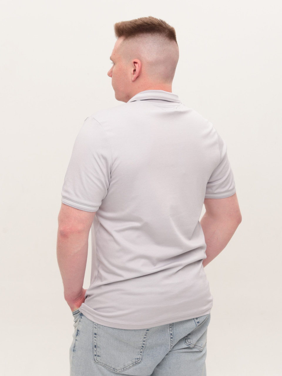 Поло чоловіче світло-сіре короткий рукав 9618-2