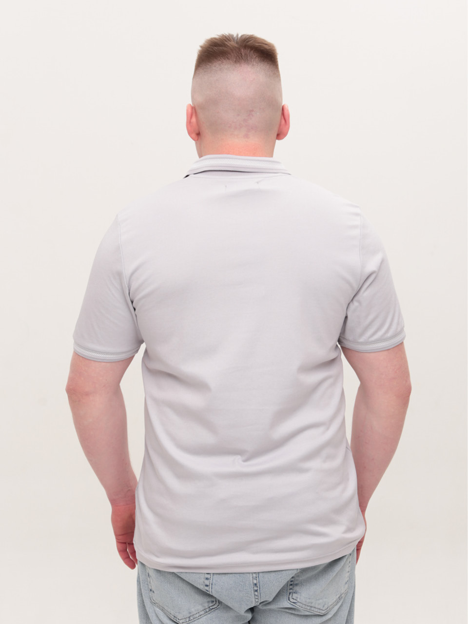 Поло чоловіче світло-сіре короткий рукав 9618-2