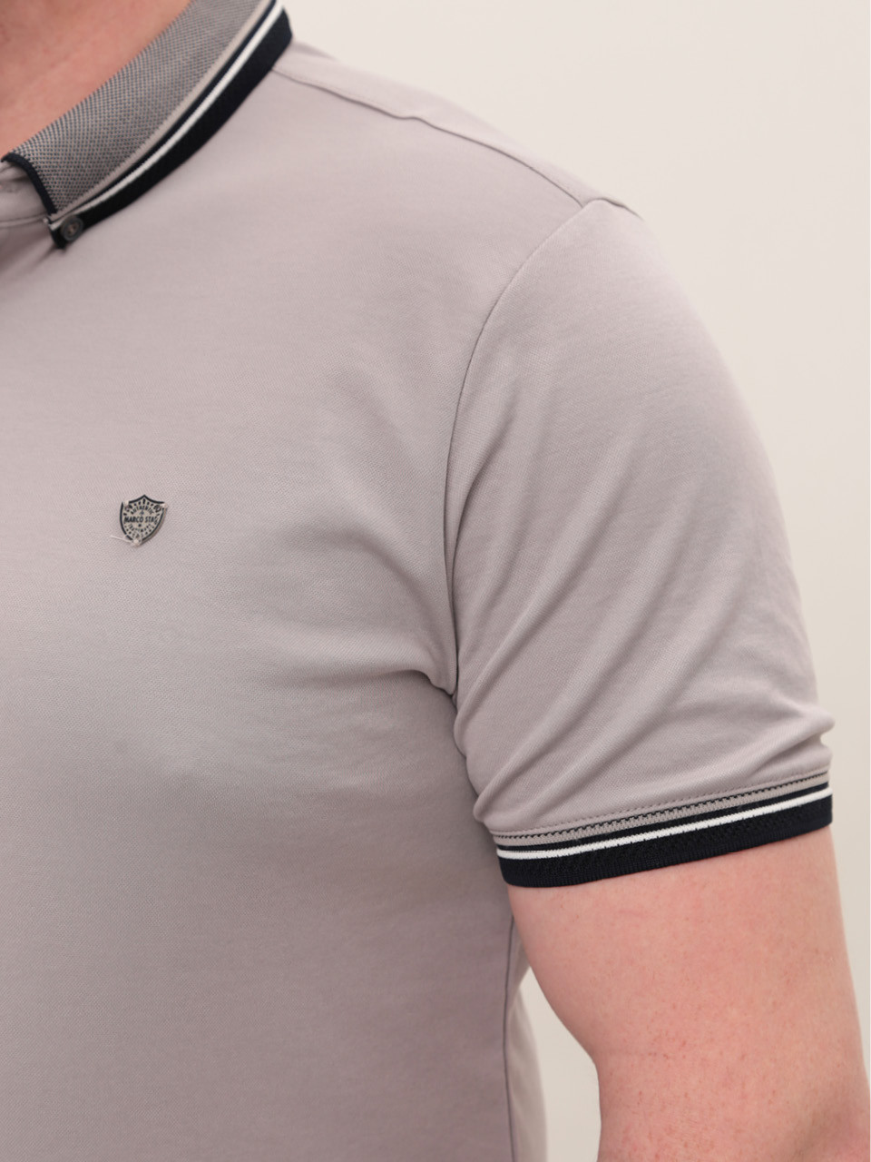 Поло чоловіче світло-сіре однотонне короткий рукав 9605-2