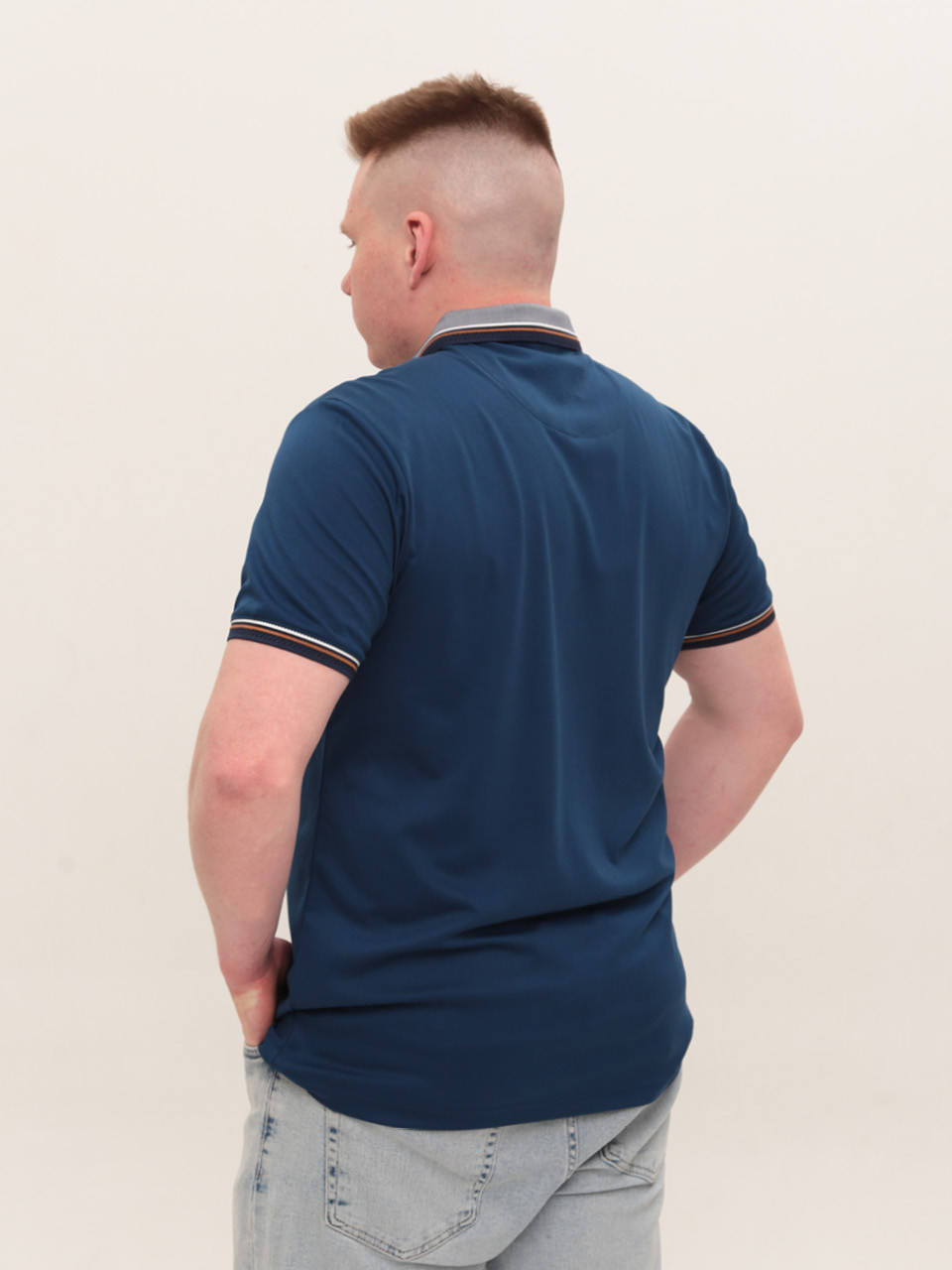 Поло чоловіче темно-синє однотонне короткий рукав 9605-1