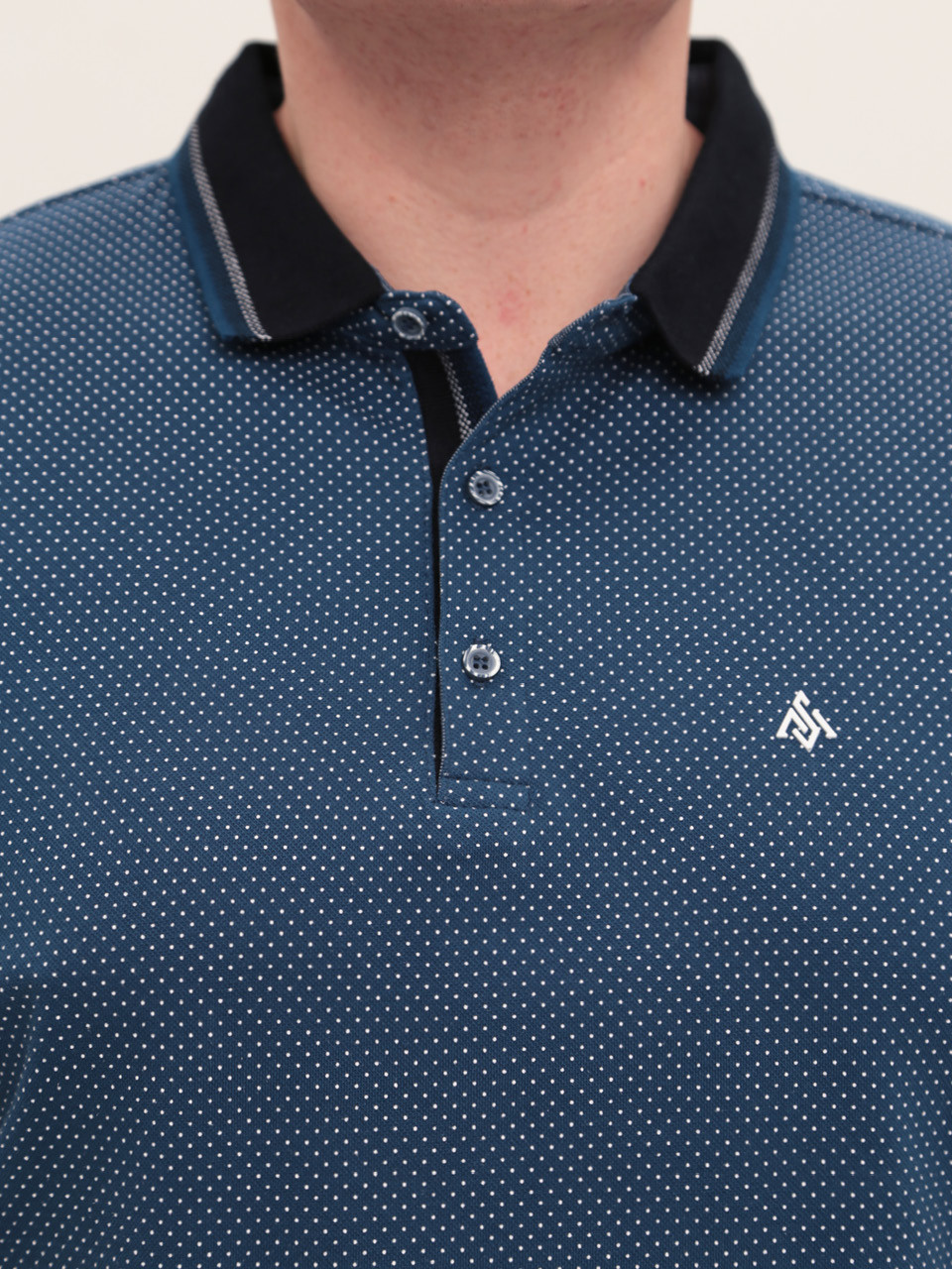 Поло чоловіче темно-синє у горошок великі розміри 9440-B-1