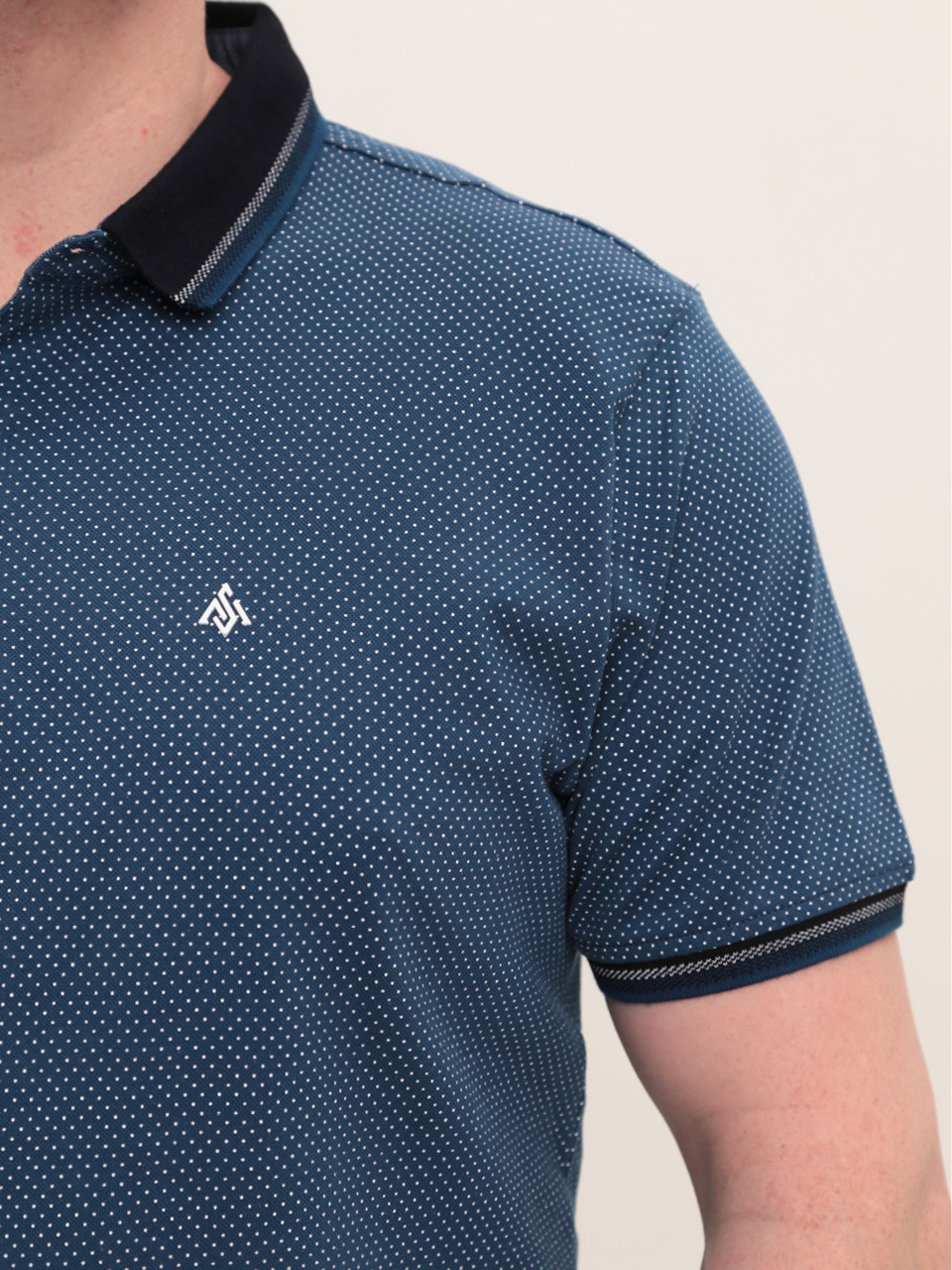 Поло чоловіче темно-синє у горошок великі розміри 9440-B-1