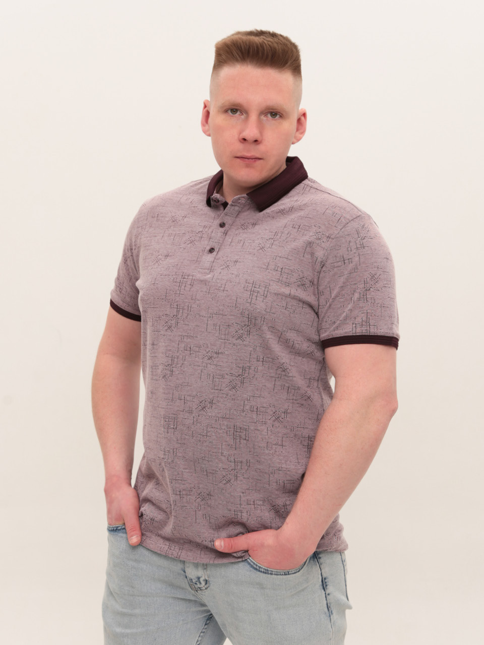 Поло чоловіче бордове пряме короткий рукав 9436-5