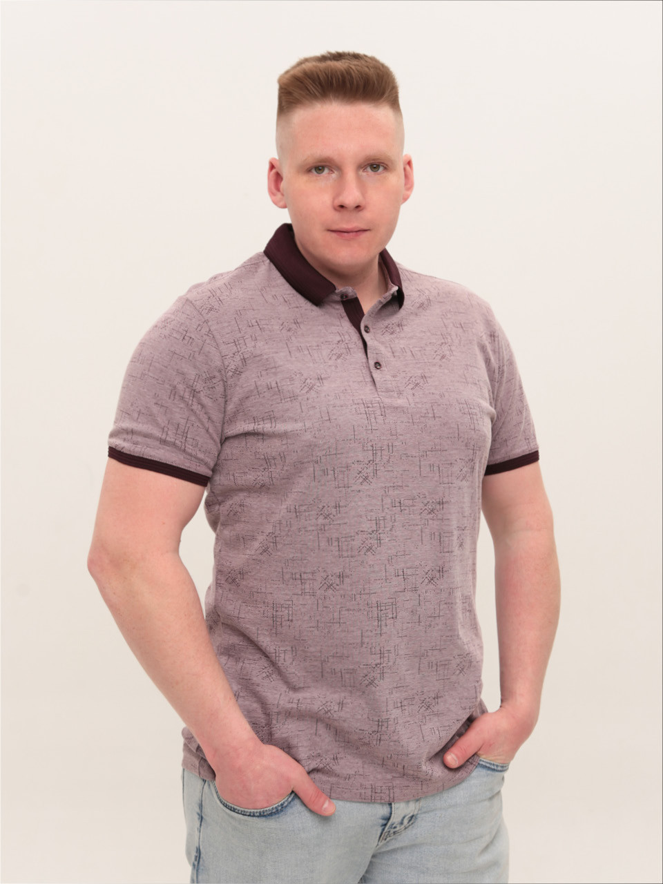 Поло чоловіче бордове пряме короткий рукав 9436-5