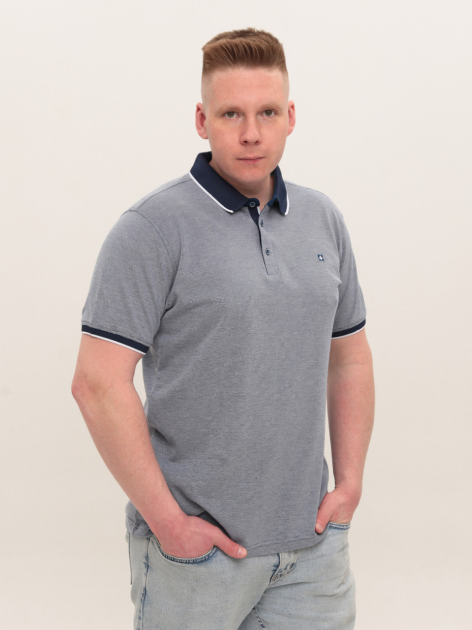 Поло чоловіче сіре великі розміри 1010-B-1