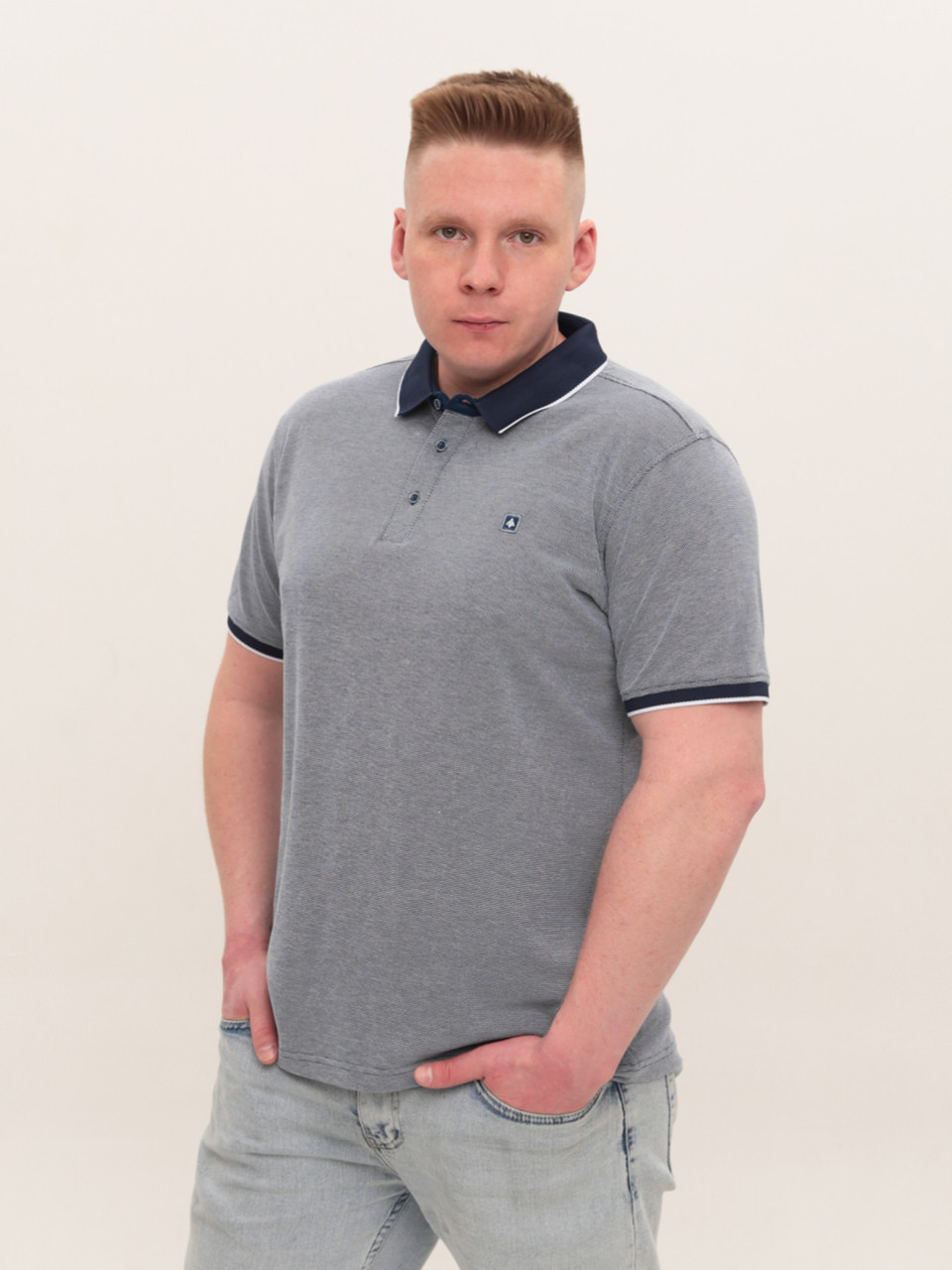 Поло чоловіче сіре великі розміри 1010-B-1