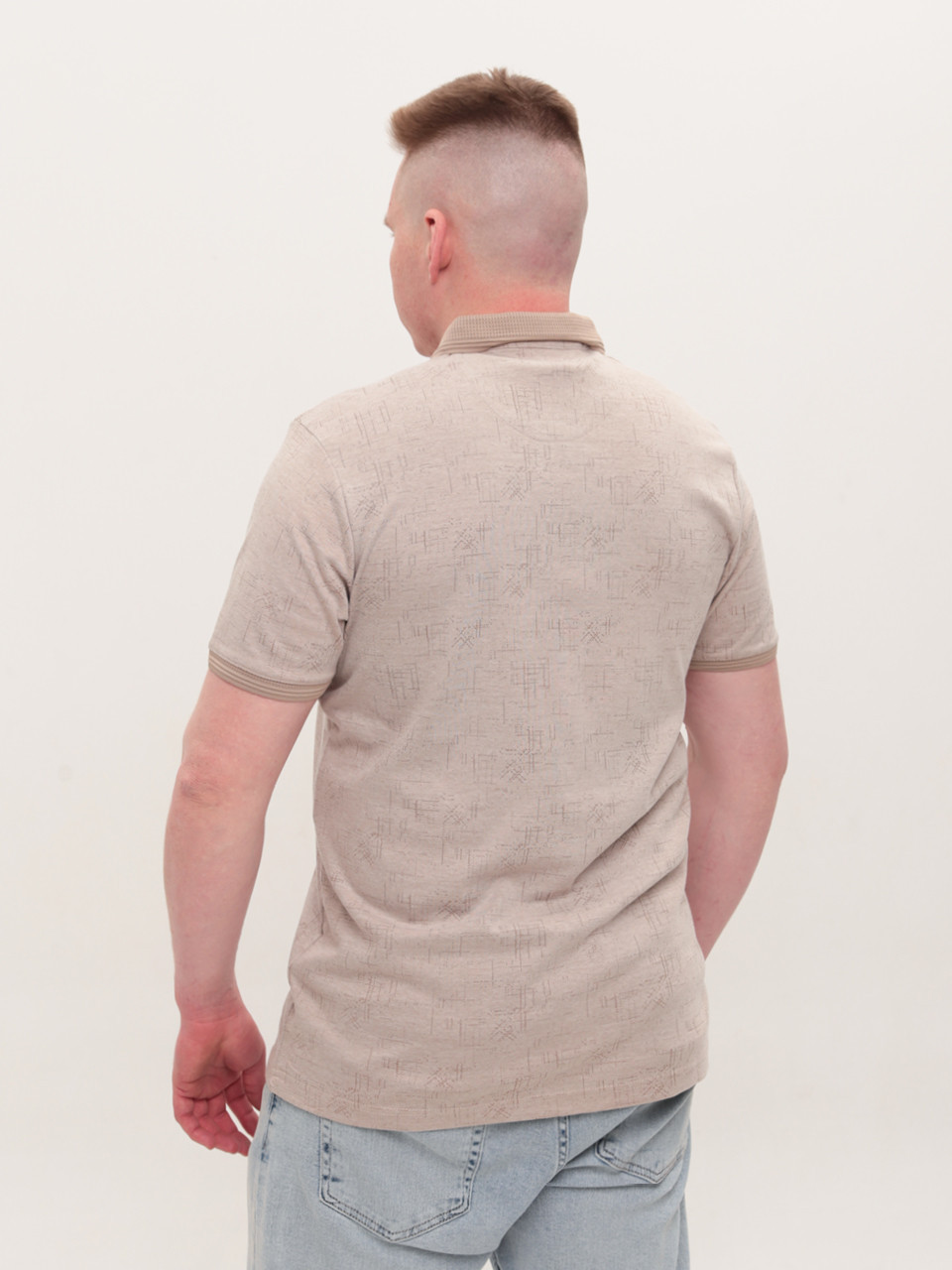 Поло чоловіче бежеве пряме з коміром 9436-4